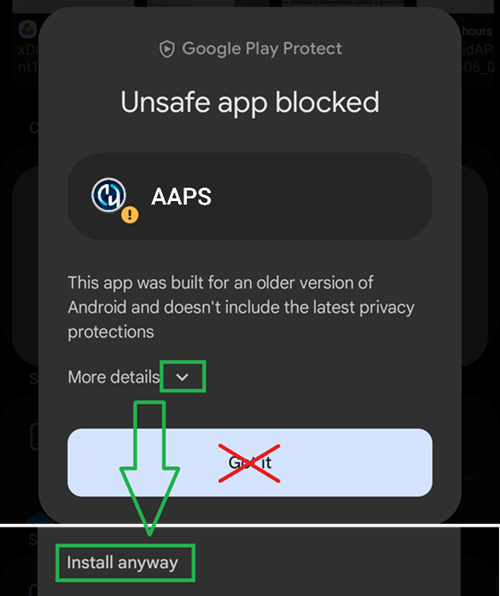 Google Play Protect warning