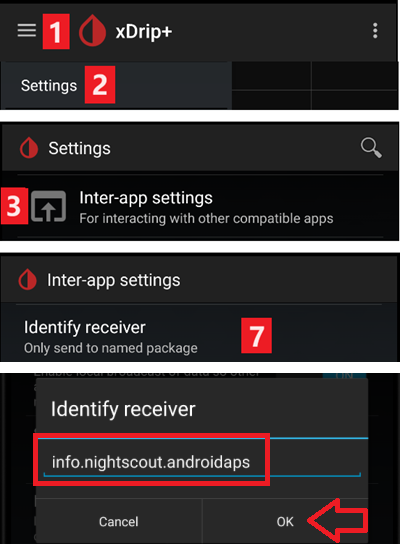 xDrip+ Basic Inter-App Einstellungen Identifiziere Empfänger