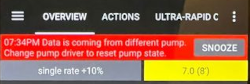 Failure message: Data from different pump