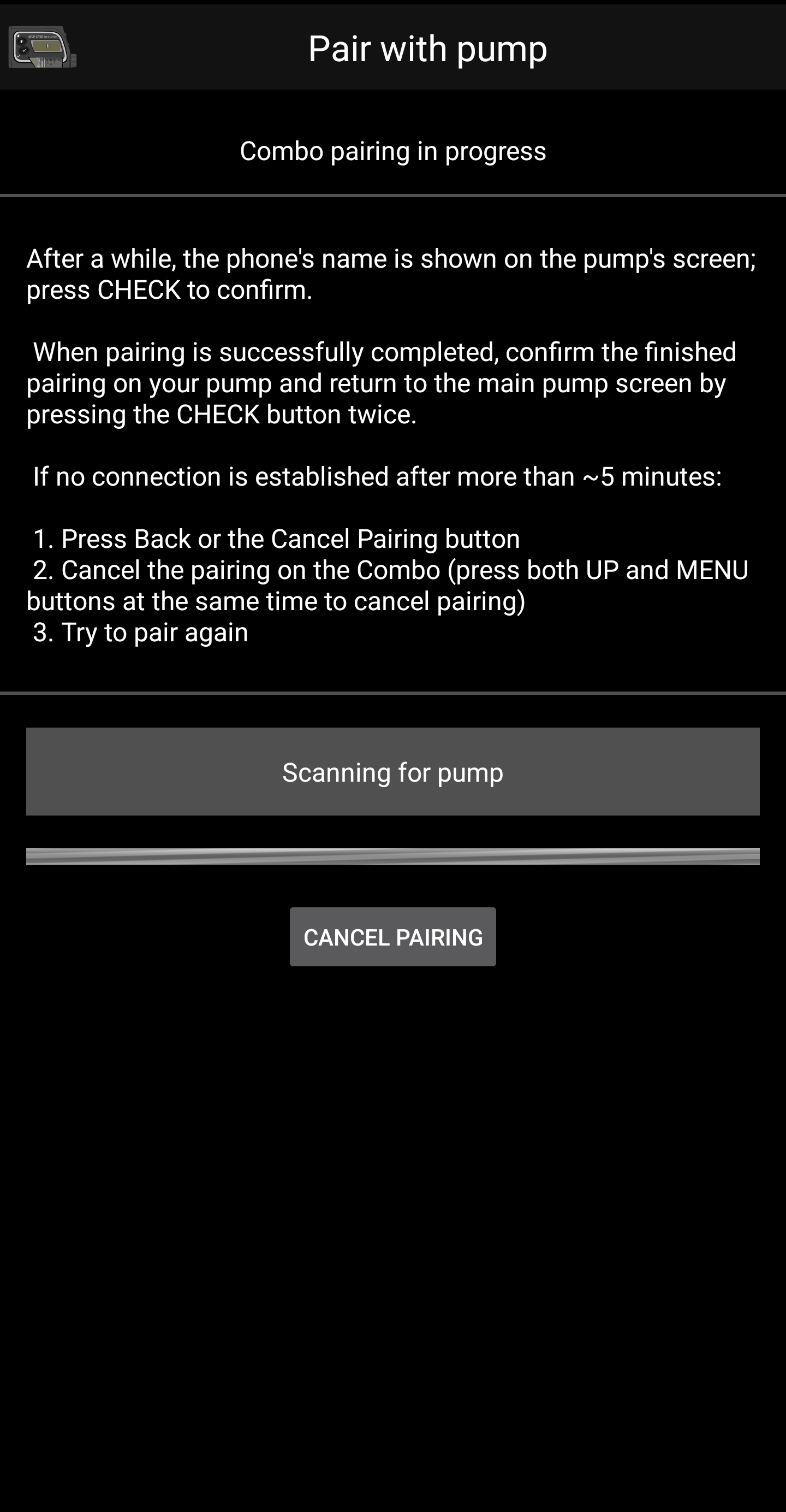 Screenshot of Combo Pairing UI 3