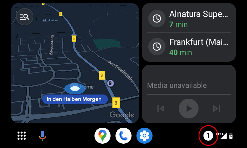 number icon - Android Auto in car