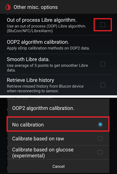 xDrip+ OOP2 settings