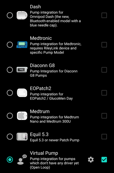 Config Builder Pump selection