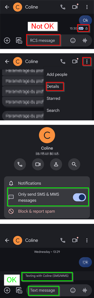 Disable RCS as chat message