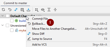 Commit Tab: Rollback changes