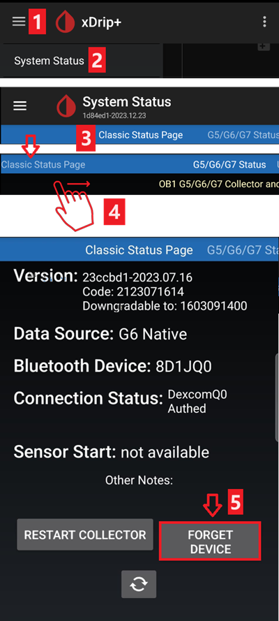 xDrip+ Sustabdyti Dexcom Sensorių 1