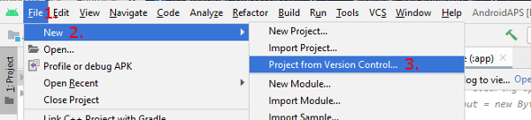 Check out project from version control within Android Studio